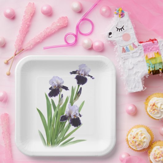 Lila Iris Trio Botanische Kunst Pappteller (Party)