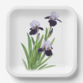 Lila Iris Trio Botanische Kunst Pappteller (Vorderseite)