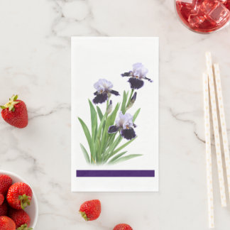 Lila Iris Trio Botanisches Papier Serviette
