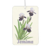 Lila Iris Trio Personalisierte botanische Kunst Autolufterfrischer (Vorderseite)