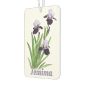 Lila Iris Trio Personalisierte botanische Kunst Autolufterfrischer (Links)