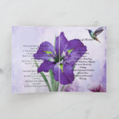 Lila Iris u. Kolibri-Begräbnis-Programm Programm (Innenseite)