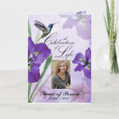 Lila Iris u. Kolibri-Begräbnis-Programm Programm (Vorderseite)