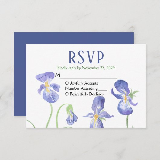 Lila Iris UAWG Wedding Response RSVP Karte (Vorne/Hinten)
