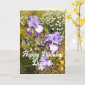 Lila Iris und Blume Blumenkarte Karte (Gelbe Blume)