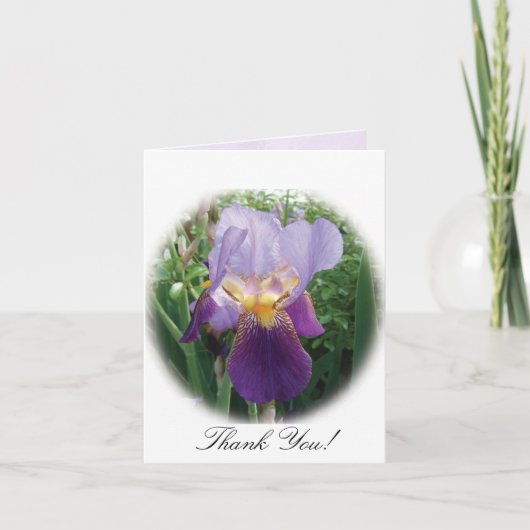Lila Iris Vielen Dank Hinweis Dankeskarte (Vorderseite)