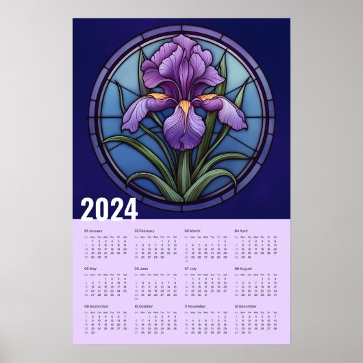 Lila Iris-Wall-Kalender Poster (Vorne)