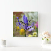 Lila Iris-Wall-Uhr Quadratische Wanduhr (Zuhause)