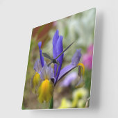 Lila Iris-Wall-Uhr Quadratische Wanduhr (Winkel)