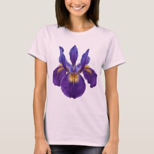 Lila Iris-Wasserfarben-Blumen-T-Shirt   Elegantes  T-Shirt