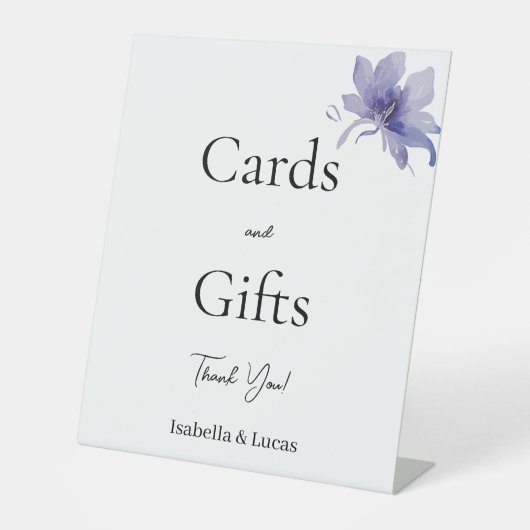 Lila Iris Wasserfarbkarten und Geschenke Sockelschild (Vorderseite)