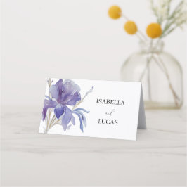 Lila Iris Watercolor-Hochzeit Platzkarte