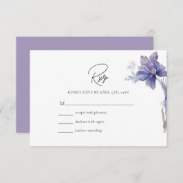 Lila Iris Watercolor-Hochzeit RSVP Karte