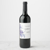 Lila Iris Watercolor-Hochzeit Weinetikett (Vorderseite)