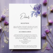 Lila Iris Watercolor Hochzeitdetails Begleitkarte