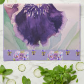 Lila Iris Watercolor Lavender Floral Blume Geschirrtuch (Gefaltet)