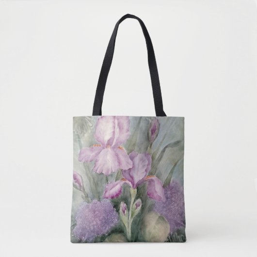 Lila Iris Watercolor-Tasche Tasche (Vorderseite)