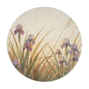 Lila-Iris-Wiese Goldenes Gras Landschaft Schneidebrett