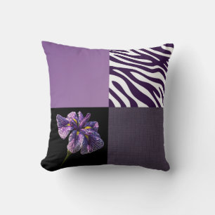 Lila Iris Zebra Stripe farbige Textur Kissen