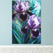 *~* Lila Irische Blume Künstlerisch Iris Painting Leinwanddruck (Insitu (Holzboden))