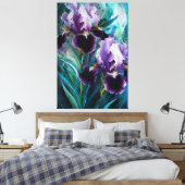 *~* Lila Irische Blume Künstlerisch Iris Painting Leinwanddruck (Insitu (Schlafzimmer))