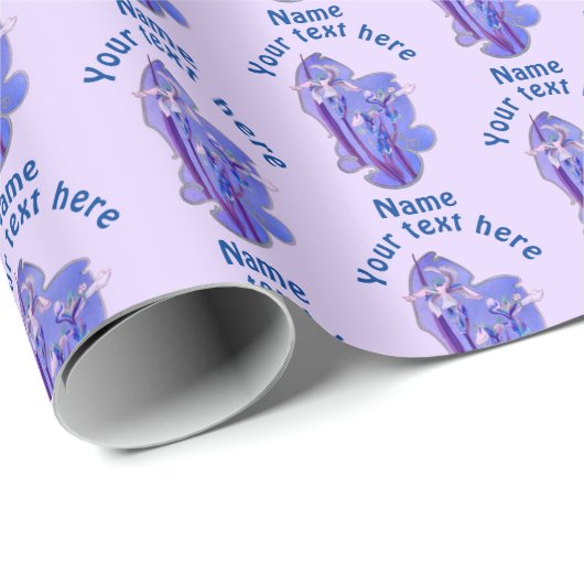 Lila Irische Blumenkunst Personalisiert Geschenkpapier (Rolleneckpunkt)