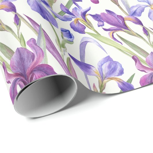 Lila Irisfarben-Blume Geschenkpapier (Rolleneckpunkt)