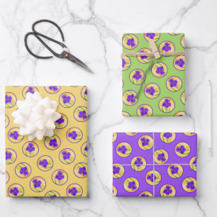 Lila Irisgemälde Original Blume Kunst Geschenkpapier Set