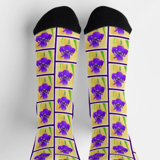 Lila Irisgemälde Original Blume Kunst Socken (Oben)