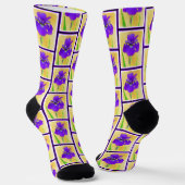 Lila Irisgemälde Original Blume Kunst Socken (Gewinkelt)
