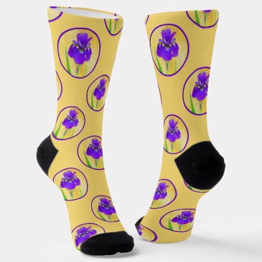 Lila Irisgemälde Original Blume Kunst Socken (Gewinkelt)