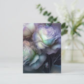 Lila irisierende Blume Nah Postkarte (Stehend Vorderseite)
