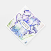 Lila irisierende Wasserfarbe Iris Blau Hochzeit Serviette (Ecke)