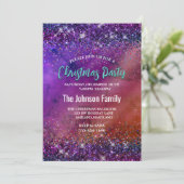 Lila irisierender, gebürsteter Glitzer Weihnachten Einladung (Stehend Vorderseite)