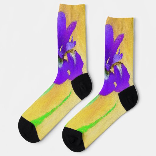 Lila Irislackierung - Original Blume Kunst Socken (Linkes Detail)