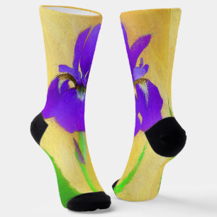 Lila Irislackierung - Original Blume Kunst Socken