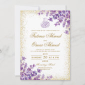 Lila islamische Hochzeit der Muslime Einladung (Vorderseite)