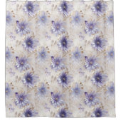 Lila Ivory Pearl Gold Blume Duschvorhang (Vorderseite)