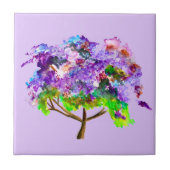 Lila Jacaranda-Baum Aquarellmalerei Fliese (Vorderseite)