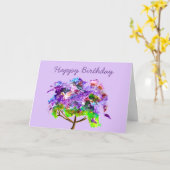 Lila Jacaranda-Baum Aquarellmalerei Karte (Gelbe Blume)