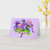 Lila Jacaranda-Baum Aquarellmalerei Karte (Gelbe Blume)