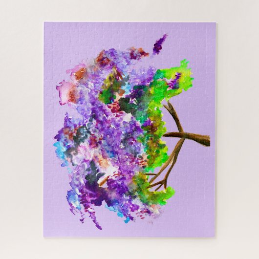 Lila Jacaranda-Baum Aquarellmalerei Puzzle (Vertikal)
