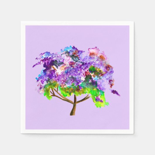 Lila Jacaranda-Baum Aquarellmalerei Serviette (Vorderseite)