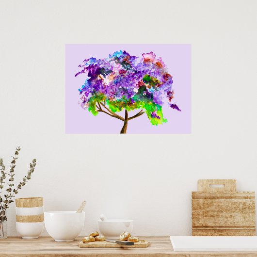 Lila Jacaranda-Baum Wasserfarben Poster (Küche)