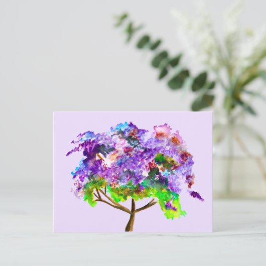 Lila Jacaranda-Baum Wasserfarben Postkarte (Stehend Vorderseite)