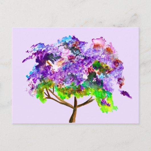 Lila Jacaranda-Baum Wasserfarben Postkarte (Vorderseite)