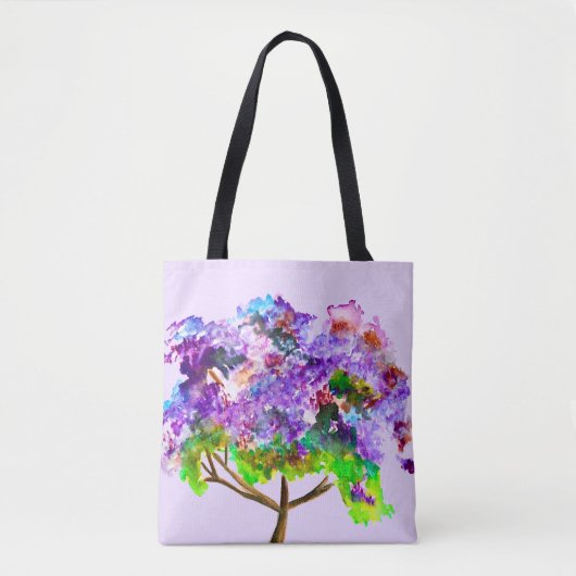 Lila Jacaranda-Baum Wasserfarben Tasche (Vorderseite)