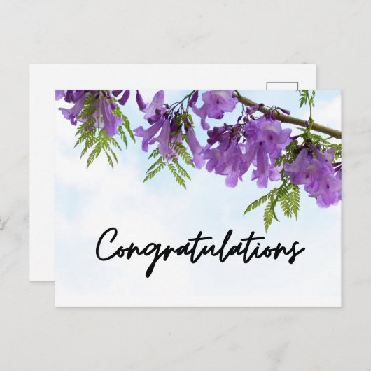 Lila Jacaranda Blume Herzlichen Glückwunsch Postkarte (Vorne/Hinten)