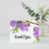 Lila Jacaranda Blume Vielen Dank Postkarte (Stehend Vorderseite)