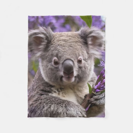 Lila Jacaranda Koala Bear, Fleecedecke (Vorderseite)